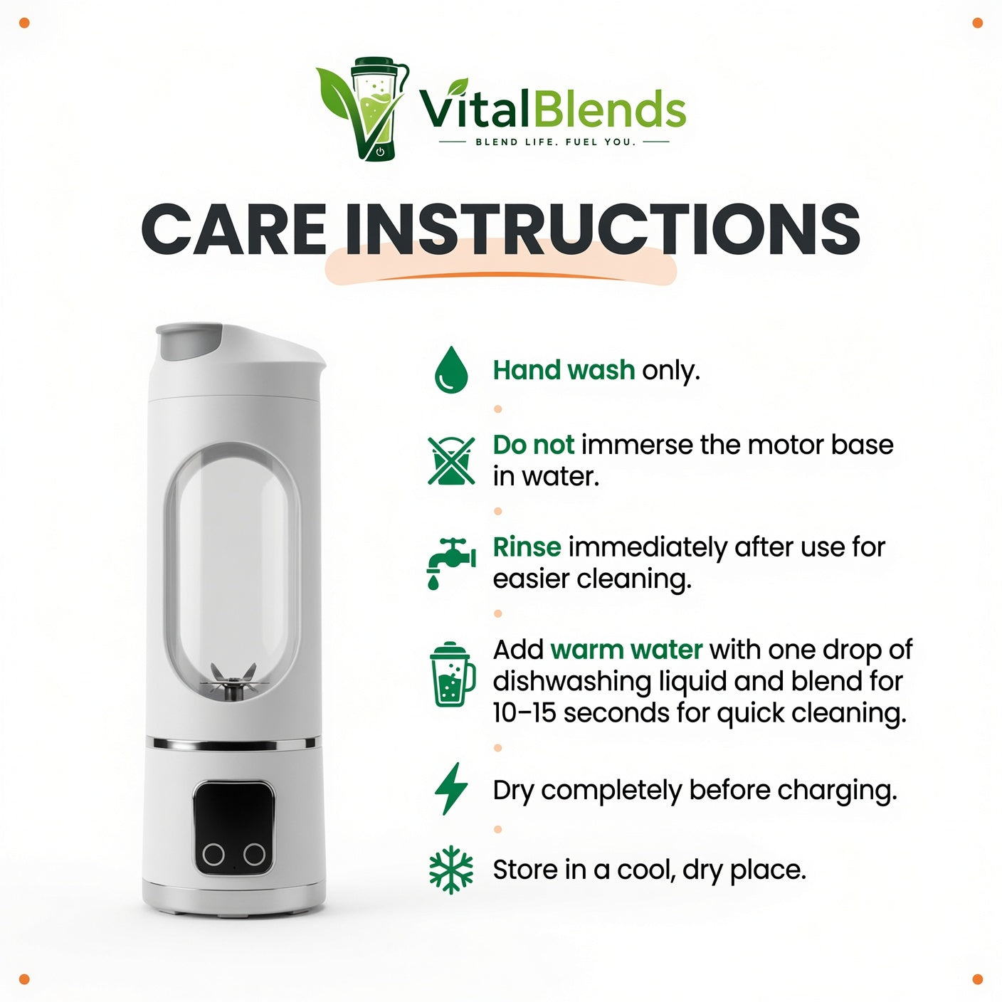 VitalBlends™ Portable Blender | USB Rechargeable Smoothie Maker